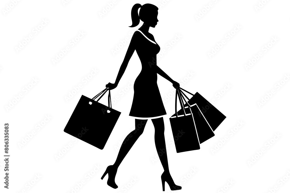 shopping-style-silhouette- vector on-white-background