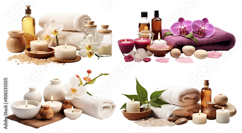 Set of spa wellness accessories, cut out