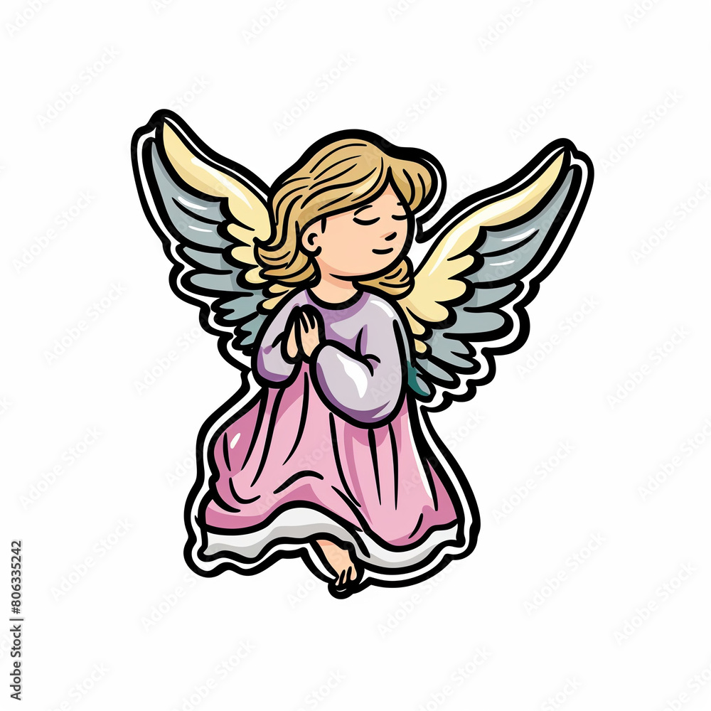 Naklejka premium Angel, bright sticker on a white background