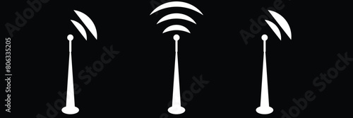 Communication Tower, in line design. Radio tower, telecommunication, signal, broadcasting, cellular tower, antenna vector. Communication Tower editable stroke icon. Eps 10.
