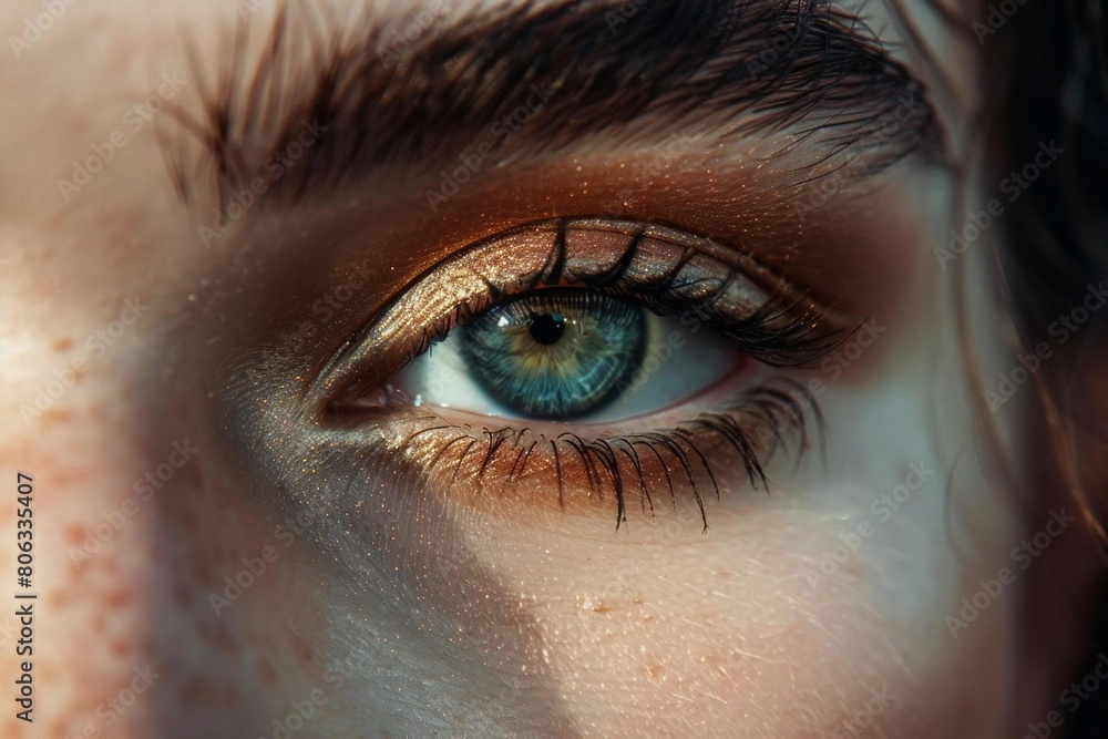 Stunning Close-Up of Woman's Eye with Natural Makeup - Macro Beauty Shot Stunning Close-Up of Woman's Eye with Natural Makeup - Macro Beauty Shot
