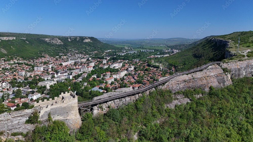 Provadia Bulgaria Ovech fortress drone panorama Provadia Bulgaria Ovech fortress drone panorama