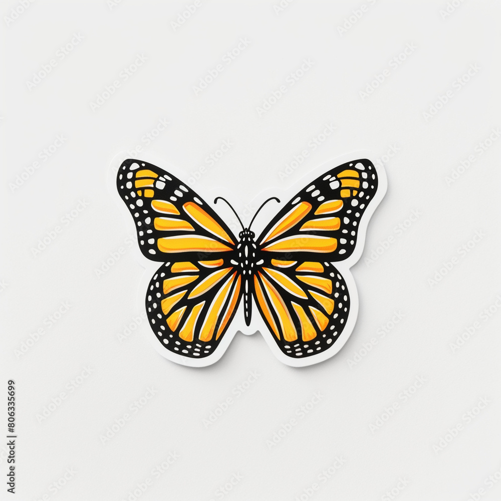 Butterfly, bright sticker on a white background Butterfly, bright sticker on a white background