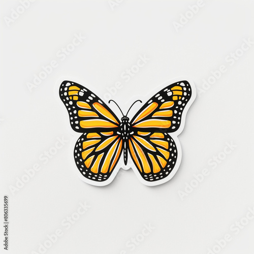 Butterfly, bright sticker on a white background © TiA