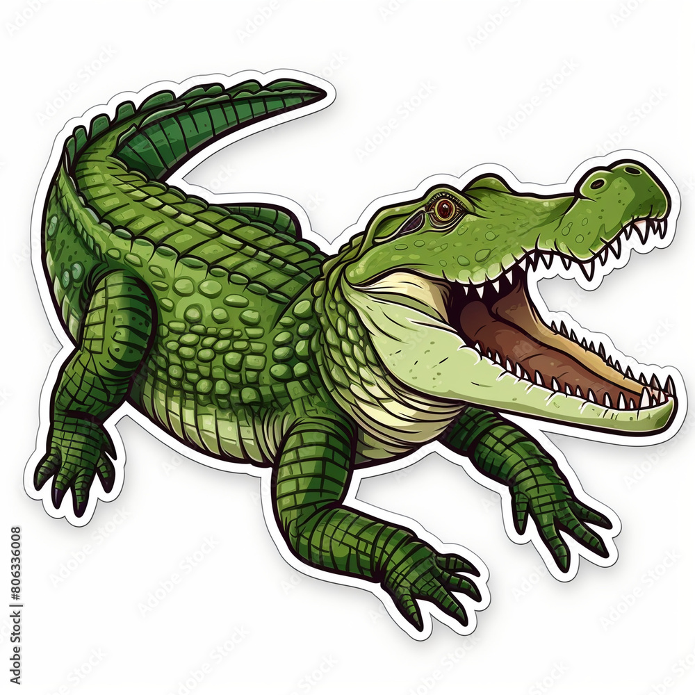 Obraz premium Crocodile, bright sticker on a white background