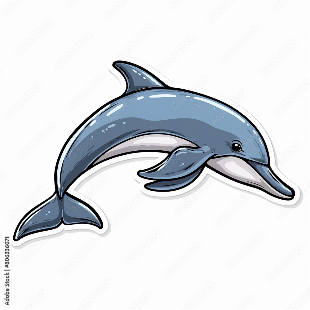 Obraz premium Dolphin, bright sticker on a white background