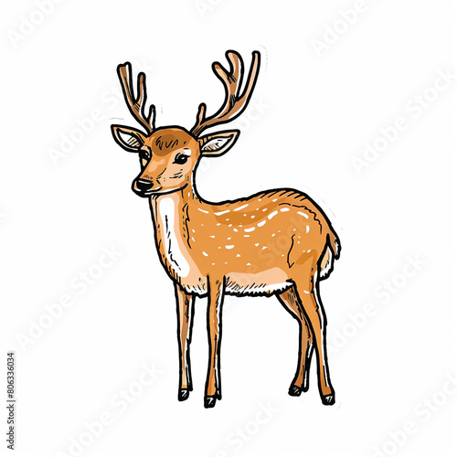 Deer  bright sticker on a white background