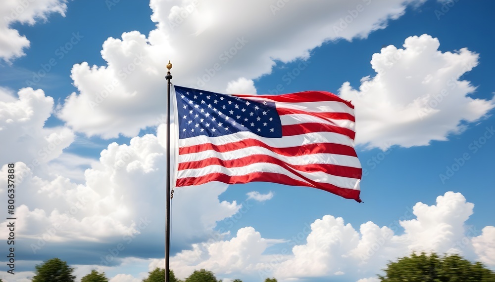 Fototapeta premium American independence day background with realistic America flag manifests the independence the liberty day of united states of america