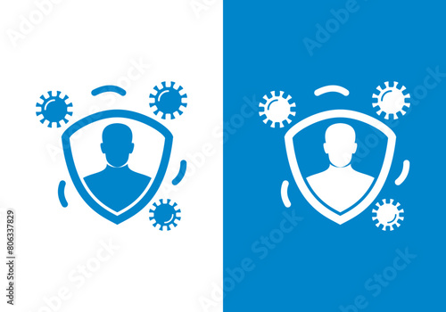 Immune system logo template. Body protection logo. Human immune system vector design. Illustration of protection design from viruses and bacteria. combination of immune design with shield inside