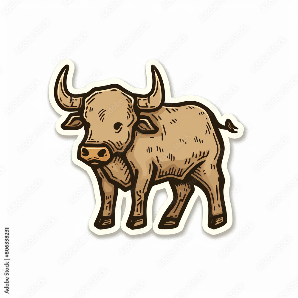 Fototapeta premium Bull, bright sticker on a white background
