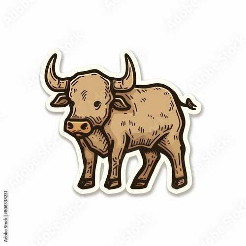 Bull, bright sticker on a white background