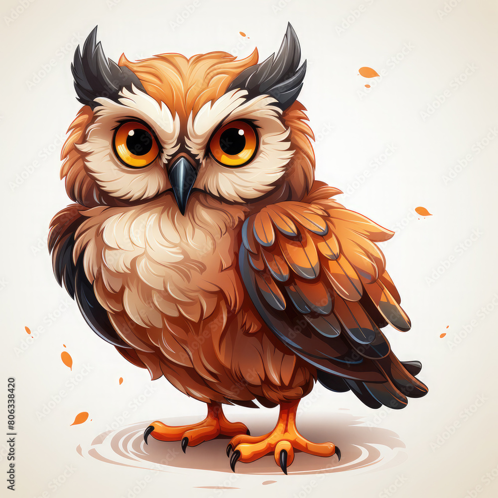 Obraz premium Watercolor Willow owl, clipart Illustration, Generative Ai