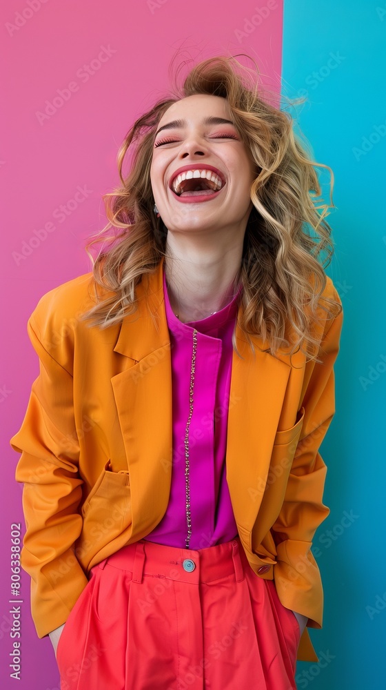 Close up portrait of a woman laughing Close up portrait of a woman laughing