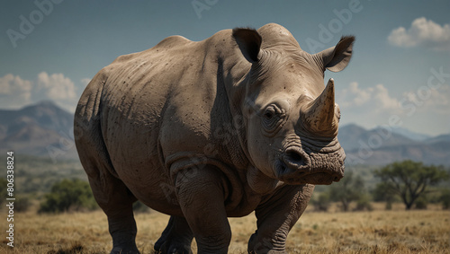 Rhinoceros close view in jungle 