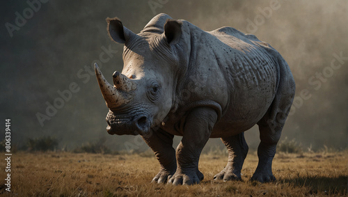 Rhinoceros close view in jungle 