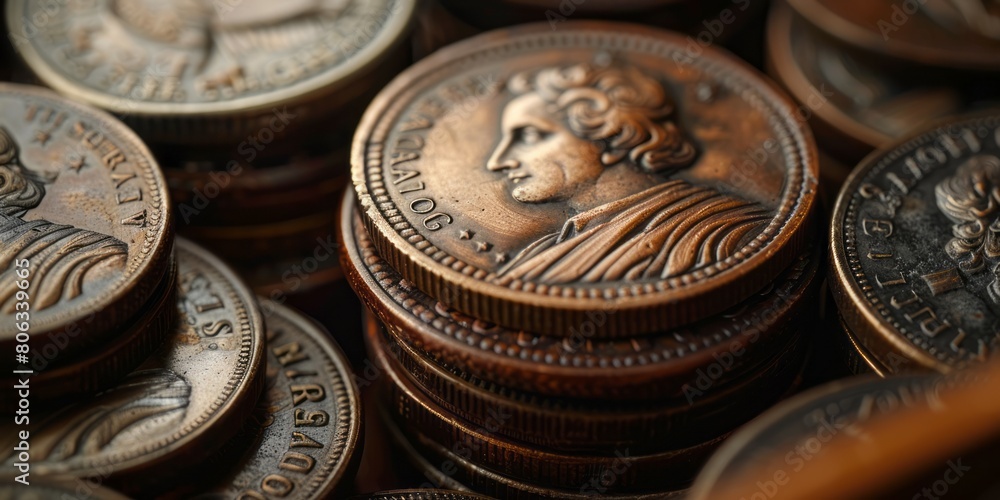 Close-up of old coins. Business concept. Selective focus. Close-up of old coins. Business concept. Selective focus.
