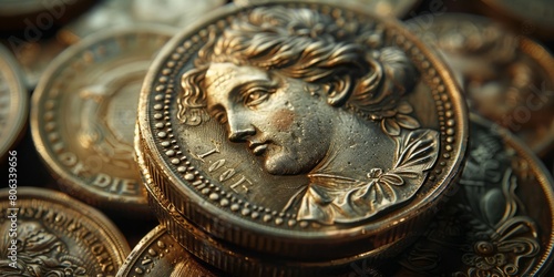 Coins. Close-up. Selective focus.