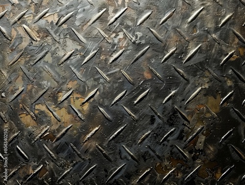 A close up of a metal diamond plate.