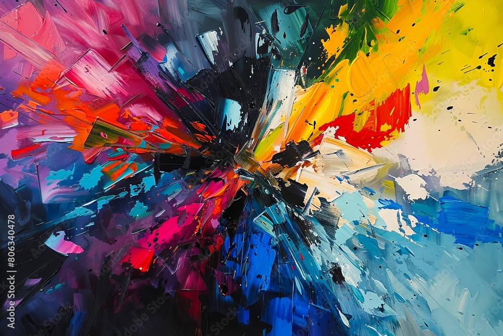 A painting of a colorful explosion.