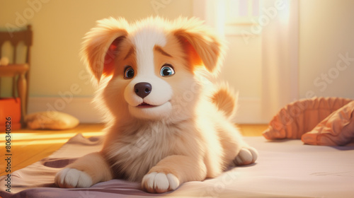 Wallpaper Mural cute cuddly anime puppy in a room Torontodigital.ca