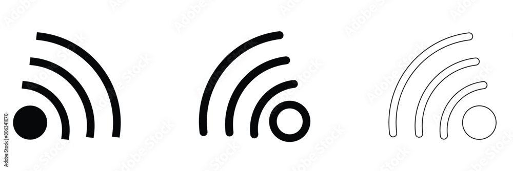 Set of vector Wi-Fi icon for communication, telecommunication. Communication wireless signal level wifi. Set of vector Wi-Fi icon for communication, telecommunication. Communication wireless signal level wifi.