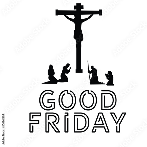 Good friday banner illustration with cross on the hill