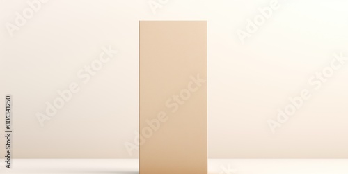 Beige tall product box copy space is isolated against a white background for ad advertising sale alert or news blank copyspace for design text photo website 