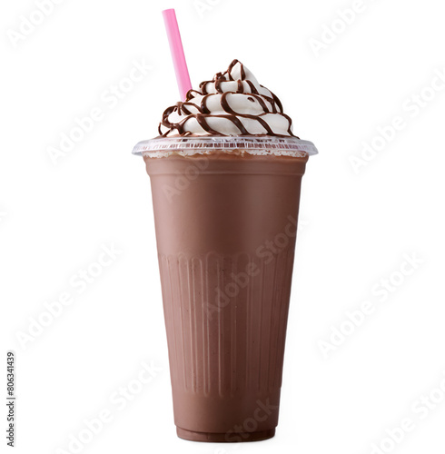 chocolate milk shake with cream, isolated on white, Isolated on transparent background