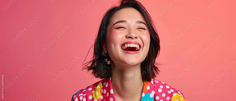 Close up portrait of a woman laughing Close up portrait of a woman laughing