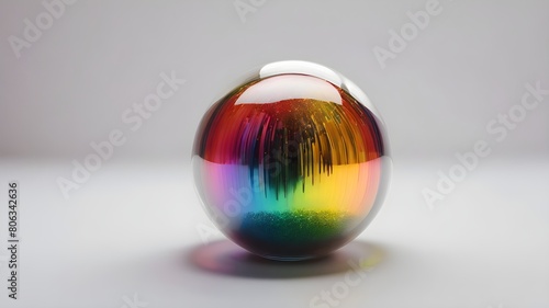rainbow color glass sphere on white