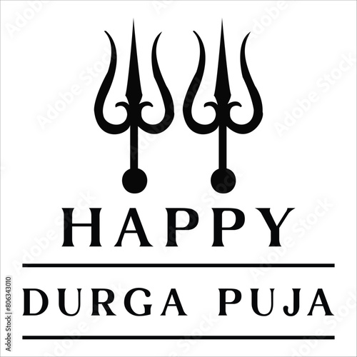 Happy Durga Puja indian festival card design, happy subh navratri vector illustration.