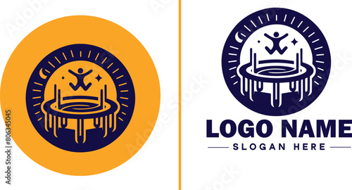 trampoline icon Bounce mat Springboard Jumping pad flat logo sign symbol editable vector