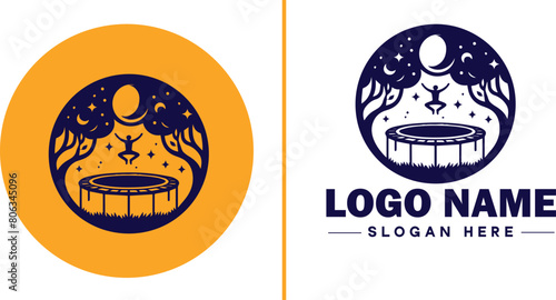 trampoline icon Bounce mat Springboard Jumping pad flat logo sign symbol editable vector