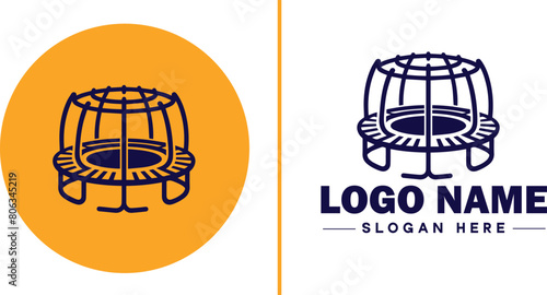 trampoline icon Bounce mat Springboard Jumping pad flat logo sign symbol editable vector