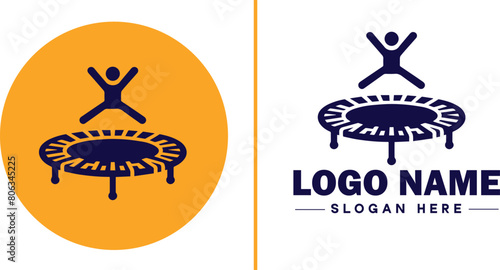 trampoline icon Bounce mat Springboard Jumping pad flat logo sign symbol editable vector