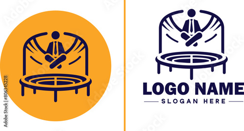 trampoline icon Bounce mat Springboard Jumping pad flat logo sign symbol editable vector