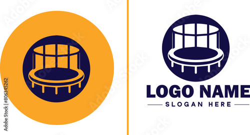 trampoline icon Bounce mat Springboard Jumping pad flat logo sign symbol editable vector