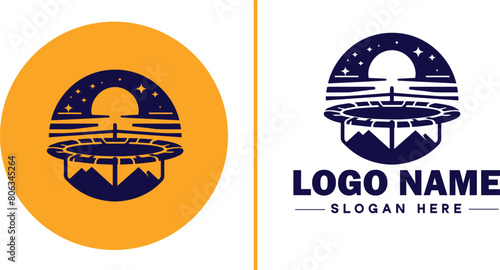 trampoline icon Bounce mat Springboard Jumping pad flat logo sign symbol editable vector