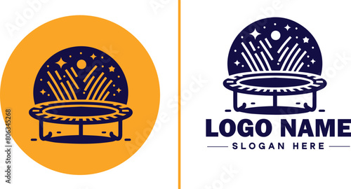 trampoline icon Bounce mat Springboard Jumping pad flat logo sign symbol editable vector