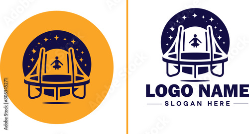 trampoline icon Bounce mat Springboard Jumping pad flat logo sign symbol editable vector