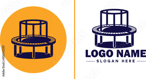 trampoline icon Bounce mat Springboard Jumping pad flat logo sign symbol editable vector