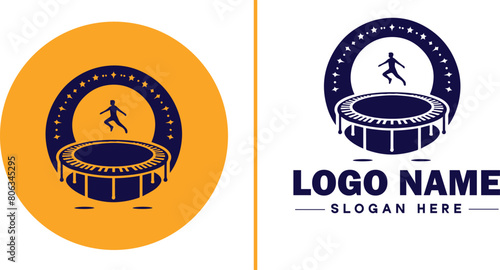trampoline icon Bounce mat Springboard Jumping pad flat logo sign symbol editable vector