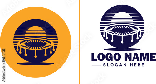 trampoline icon Bounce mat Springboard Jumping pad flat logo sign symbol editable vector