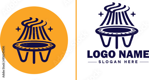 trampoline icon Bounce mat Springboard Jumping pad flat logo sign symbol editable vector