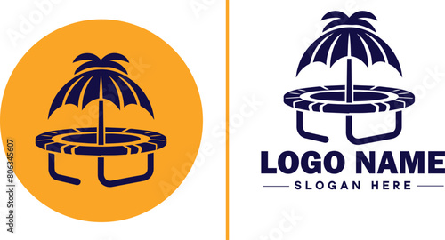 trampoline icon Bounce mat Springboard Jumping pad flat logo sign symbol editable vector