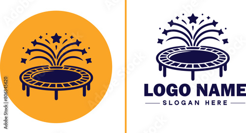 trampoline icon Bounce mat Springboard Jumping pad flat logo sign symbol editable vector