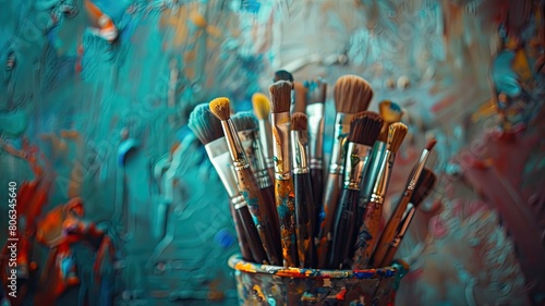 Handcrafted Brushes in a Decorative Holder Display