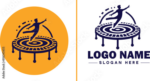 trampoline icon Bounce mat Springboard Jumping pad flat logo sign symbol editable vector