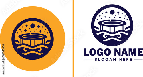 trampoline icon Bounce mat Springboard Jumping pad flat logo sign symbol editable vector