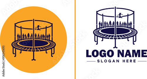 trampoline icon Bounce mat Springboard Jumping pad flat logo sign symbol editable vector